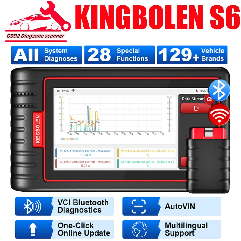 KINGBOLEN S6 Полный Системный Диагностический сканер OBD2 28 Сброс Двунаправленного теста Пожизненное Бесплатное обновление Сканера Thinkscan Max