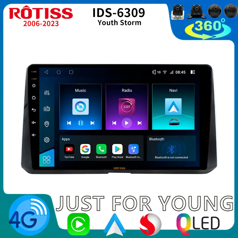 Rotiss QLED 1280*800 Android Автомобильный Радиоприемник Для Toyota Corolla 12 E210 2018-2023 AutoCarPlay Стерео 4G SIM WIFI GPS Экран Навигации