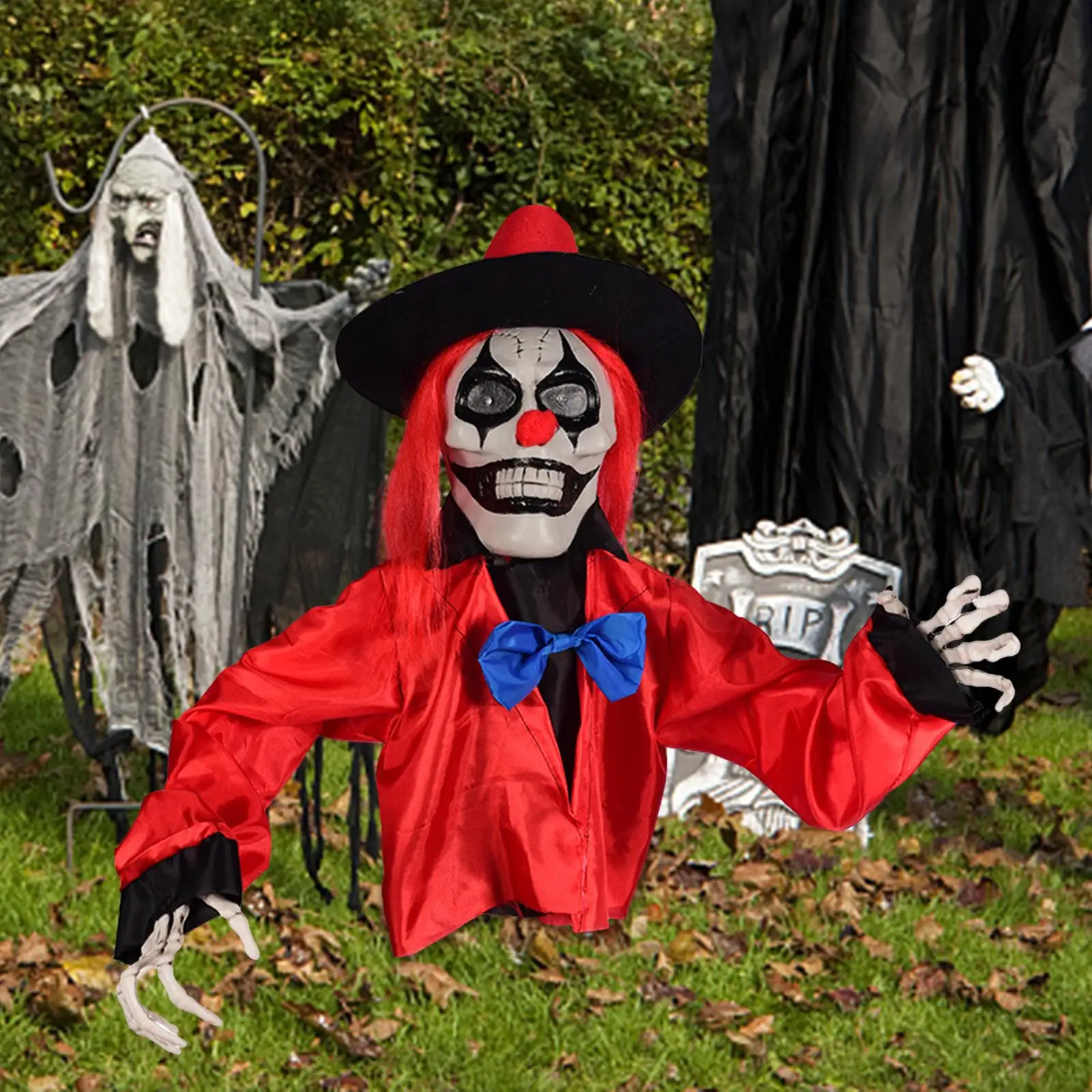 Жуткий клоун-призрак, газон, кол во дворе, Хэллоуин, Наружное украшение для патио, газон, Тематическая вечеринка ужасов, реквизит для Дома с привидениями