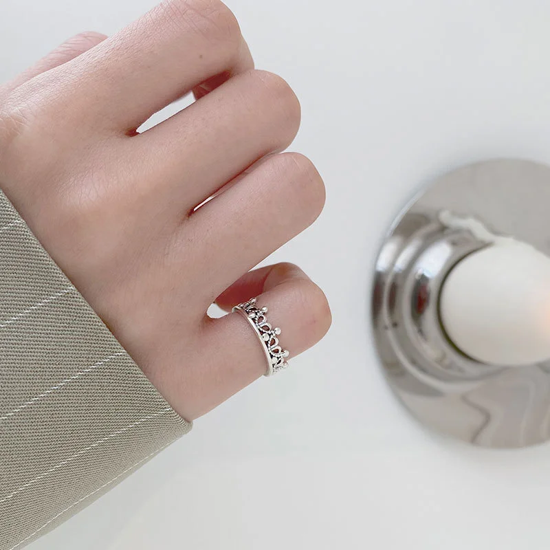 Кольцо в виде короны на хвосте S925 из чистого серебра с открытым швом, маленькое и нежное женское платье 5572