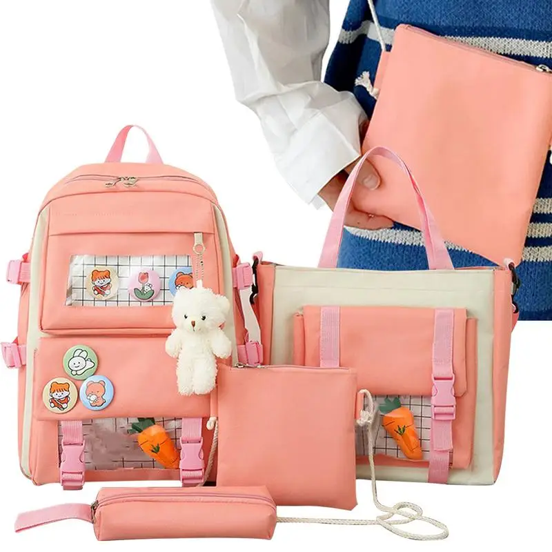 Милые школьные рюкзаки, милые рюкзаки для девочек-подростков, школьный рюкзак для девочек средней школы, набор из 4 предметов